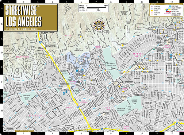 2014 Streetwise Los Angeles Map - Laminated City Center Street Map of Los Angeles, California [Archival Copy] - Wide World Maps & MORE!