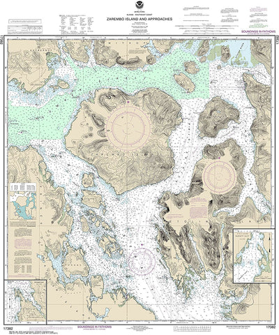 MapHouse NOAA Chart 17382 Zarembo Island approaches;Burnett Inlet, Etolin Island;Steamer Bay: 38.91" X 32.37" Paper Chart - Wide World Maps & MORE! - Sports - MapHouse - Wide World Maps & MORE!