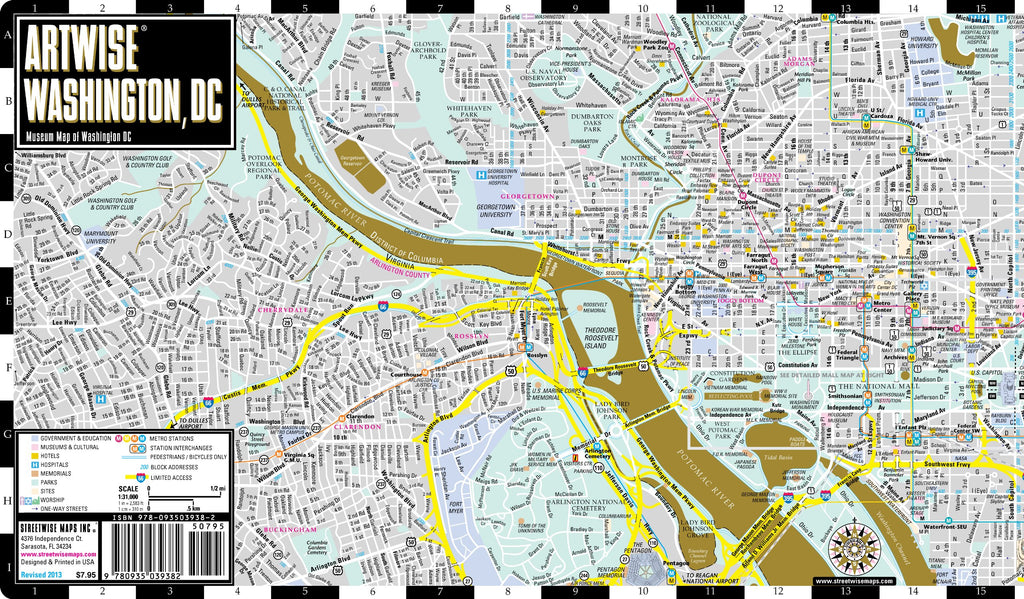 New Artwise Washington Dc Laminated Museum Map Streetwise Maps Wide World Maps And More 9788