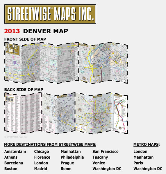 Streetwise Denver Map - Laminated City Center Street Map of Denver, Colorado - Folding pocket size travel map with light rail map, trolley, Boulder inset - Wide World Maps & MORE! - Book - Wide World Maps & MORE! - Wide World Maps & MORE!