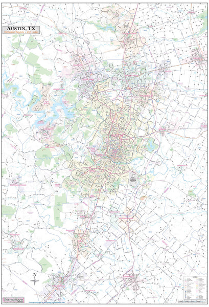 Austin TX Detailed Region Wall Map w/Zip Codes *Laminated* 36"x52" - Wide World Maps & MORE! - Book - Wide World Maps & MORE! - Wide World Maps & MORE!