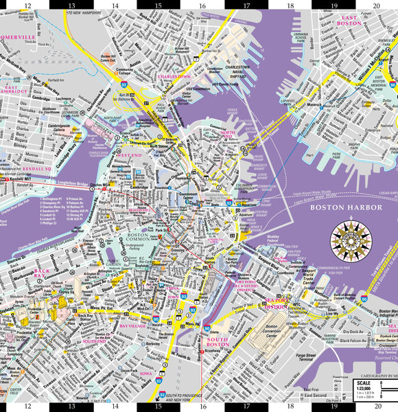 Streetwise Boston Map - Laminated City Center Street Map of Boston, Massachusetts - Folding pocket size travel map with MBTA subway map & trolley lines [Archival Copy] - Wide World Maps & MORE!