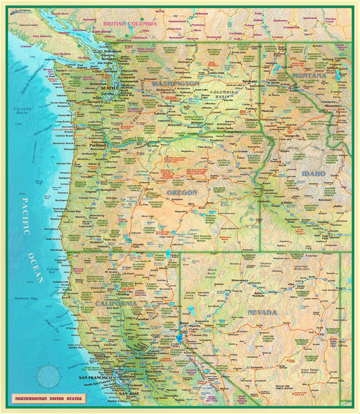 Northwestern United States Full-Size Wall Map - Wide World Maps & MORE! - Map - Wide World Maps & MORE! - Wide World Maps & MORE!