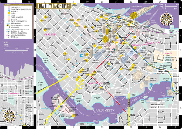 Streetwise Vancouver Map - Laminated City Center Street Map of Vancouver, Canada Streetwise Maps - Wide World Maps & MORE!