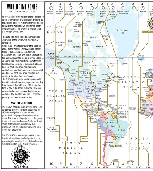 Streetwise World Map - Laminated Time Zone Map of the World - WORLDWISE - Wide World Maps & MORE! - Book - Wide World Maps & MORE! - Wide World Maps & MORE!