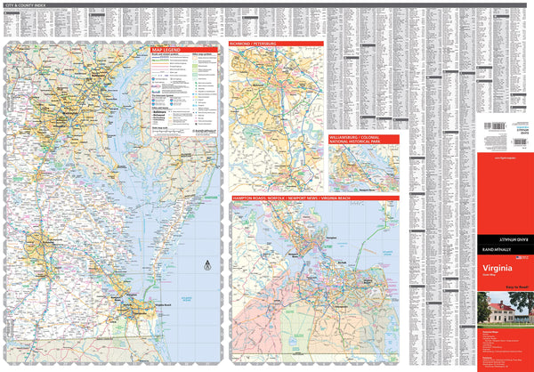 Laminated Easy To Fold! Virginia State Map - Wide World Maps & MORE!