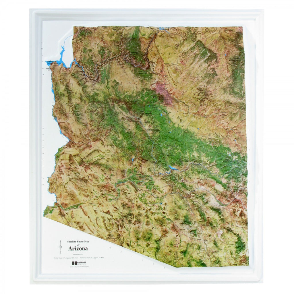 Raised Relief Satellite Photo Map of Arizona (Unframed) - Wide World Maps & MORE! - Map - Hubbard Scientific - Wide World Maps & MORE!