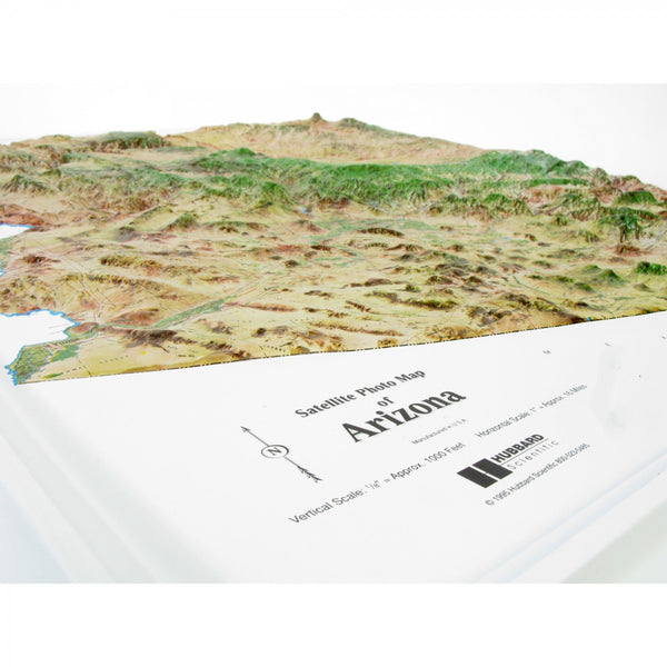 Arizona Satellite Raised Relief Map in a Wood Frame - Wide World Maps & MORE! - Map - Hubbard Scientific - Wide World Maps & MORE!
