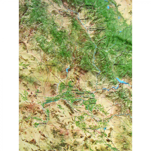 Arizona Satellite Raised Relief Map in a Wood Frame - Wide World Maps & MORE! - Map - Hubbard Scientific - Wide World Maps & MORE!