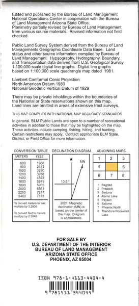 2021 Bradshaw Mountains Surface Management Status 1:100,000-Scale Topographic Map (Arizona) - Wide World Maps & MORE!