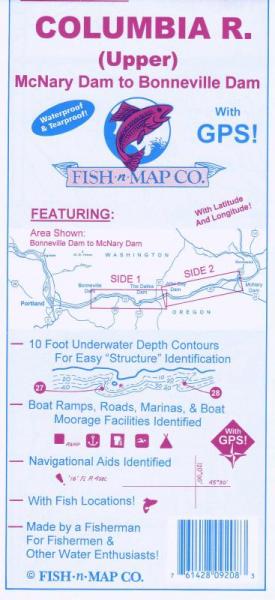 Columbia River, Upper (McNary Dam to Bonneville Dam) Underwater Topography Map - Wide World Maps & MORE!