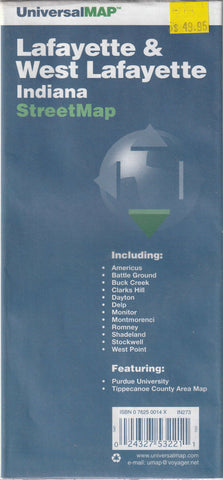 Lafayette & West Lafayette, Indiana streetmap: Including Americus, Battle Ground ... Stockwell, West Point : featuring Purdue University, Tippecanoe County area map - Wide World Maps & MORE!