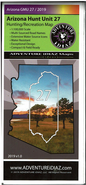 Arizona Hunt Unit 27 Hunting/Recreation Map - Wide World Maps & MORE! - Map - Adventure iDiaz Maps - Wide World Maps & MORE!