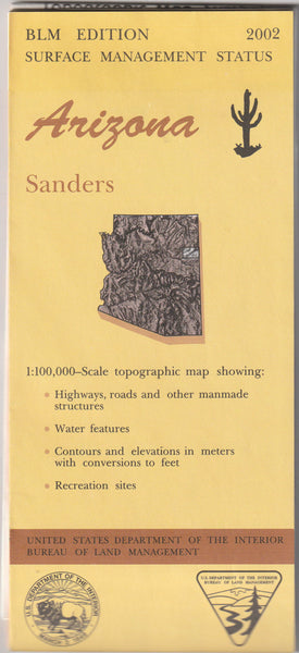 Sanders (Arizona 1:100,000 Scale Topo Map) BLM Surface Management 60×30 Minute Quad - Wide World Maps & MORE!