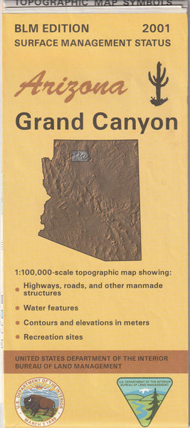 Grand Canyon 1:100,000-Scale Topographic Map: Arizona 60 × 30 Minute Series (Surface Management Status) - Wide World Maps & MORE!
