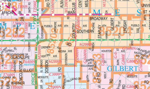 Metropolitan Phoenix Arterial and Collector Streets Jumbo ZIP Wall Map Dry Erase Laminated - Wide World Maps & MORE!