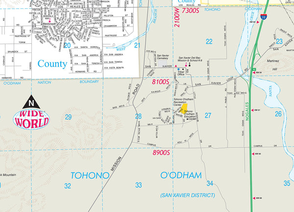 Tucson Central Corridor Full-Size Dry Erase Laminated - Wide World Maps & MORE!