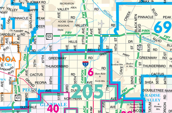Phoenix Metropolitan School District Zones Gloss Laminated - Wide World Maps & MORE!