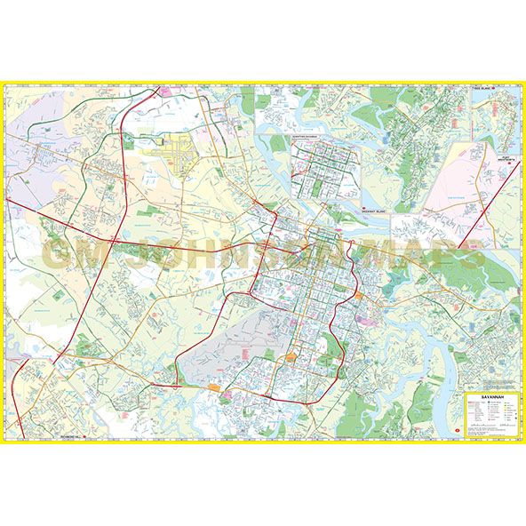 Savannah GA / Hilton Head SC / Beaufort SC, Georgia and South Carolina Street Map - Wide World Maps & MORE!