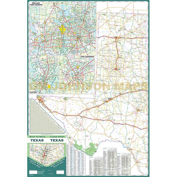 2022 Large Print Texas Easy to Read State Map - Wide World Maps & MORE!